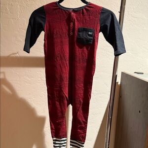 RAGS Red and Black Long Sleeve Romper